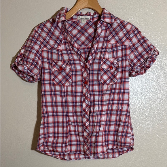 Forever 21 Tops - TwentyOne Plaid Button Up Tee Shirt